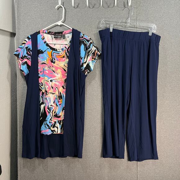 Attitudes by Renee Global Illusion 3 Piece Set Navy Marble, Petites Medium - Picture 1 of 16